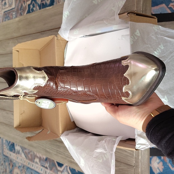 New MIA Women's Kaine Western Boot In Brown/Gold Combo Size 6 - Picture 4 of 9